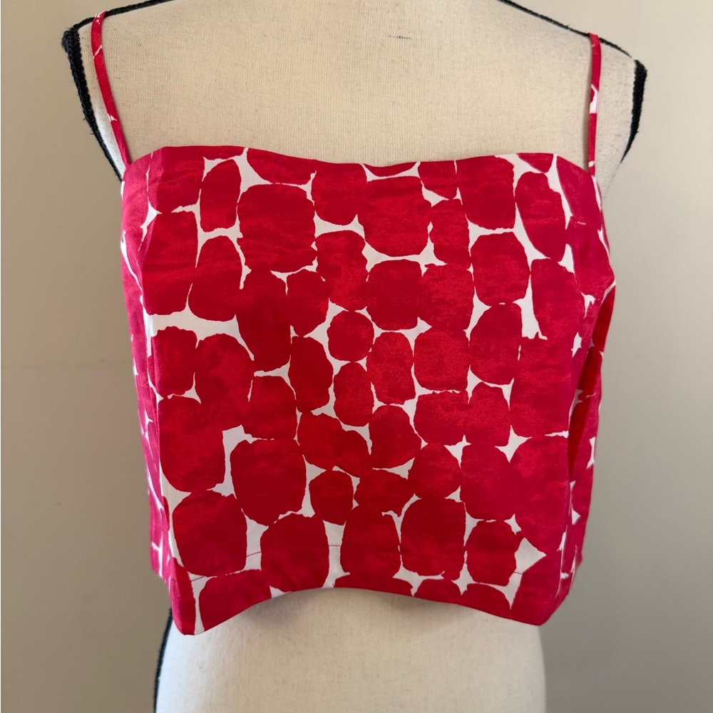 Banana Republic Factory crop top red white large abstract polka dot pattern XXL